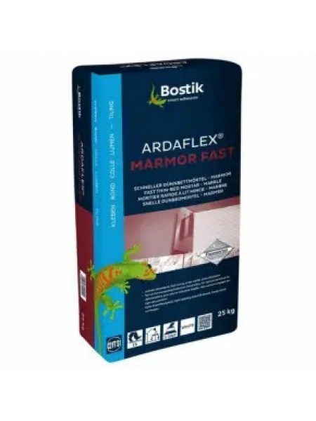 BOSTIK ARDAFLEX MARMOR FAST высокоэластичный белый цементный клей для широкоформатной плитки и мозаики. 25кг