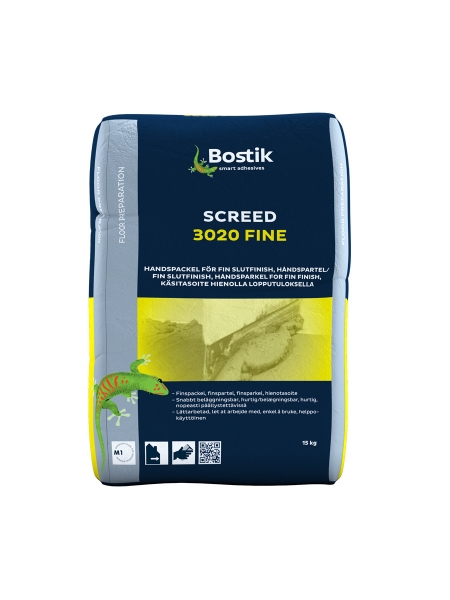 Шпаклевка для бетонных полов цементная быстросохнущая Bostik Screed 3020 Fine, 15 кг 