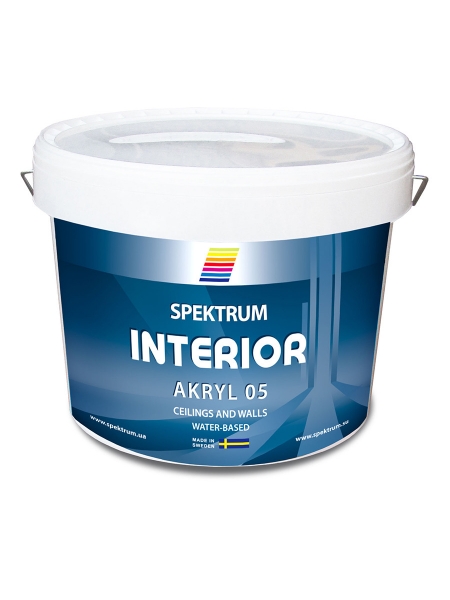 Интерьерная краска для стен и потолков Spektrum Interior 05 (vit) матовая, 9 л