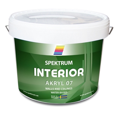 Spektrum Interior 07 (vit) 9 л. Краска для стен и потолков  водоэмульсионная, 