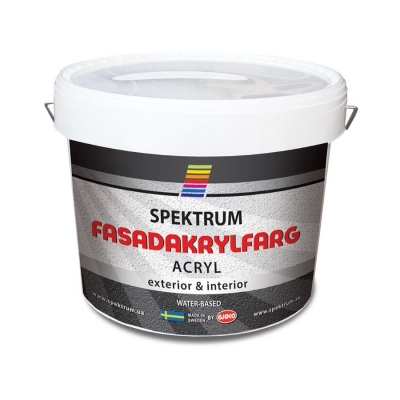 Spektrum Fasadakrylfarg (Vit), 9 л. Краска фасадная акриловая 